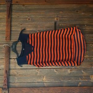 fun2fun navy/orange striped sleeveless blouse
